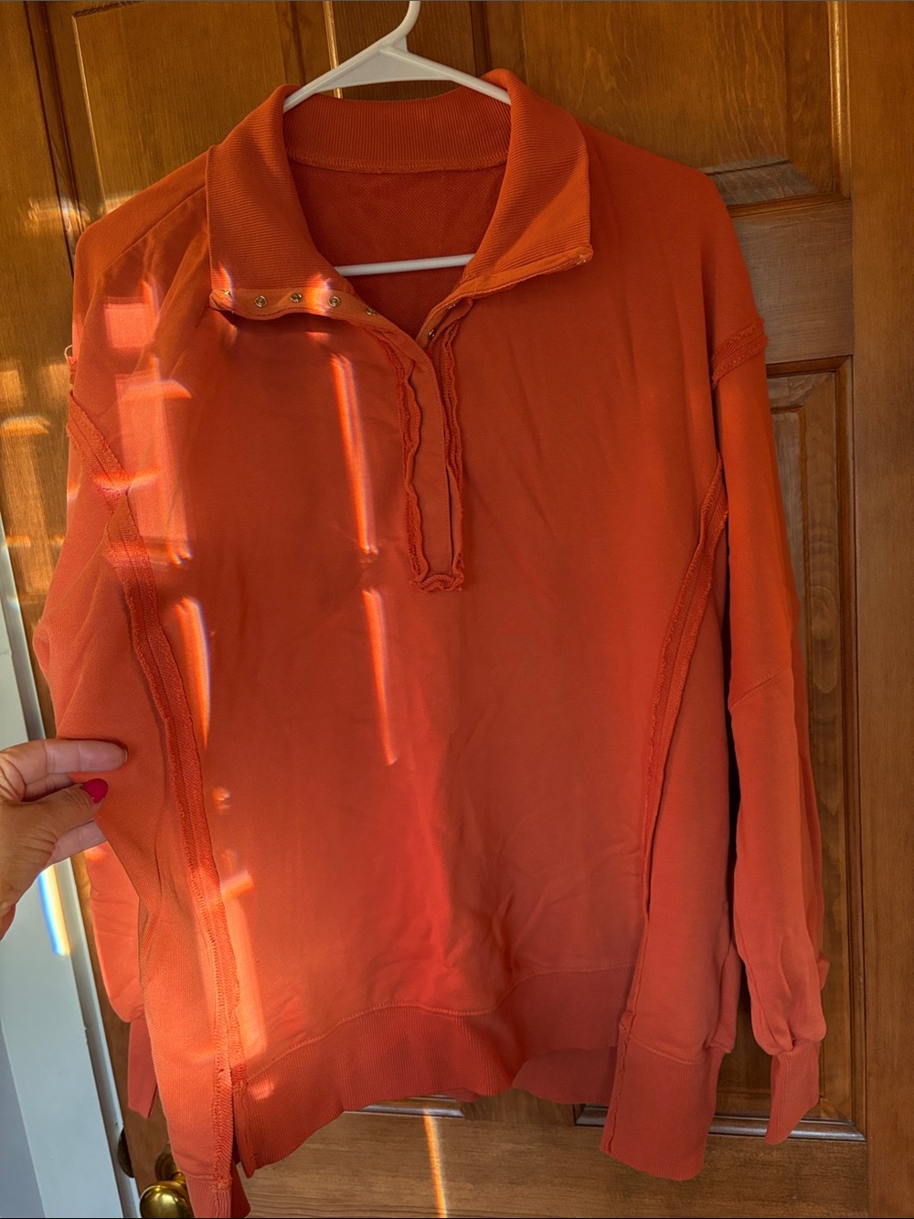 Women’s Orange Pullover Sweater - Casual Quarter-Zip